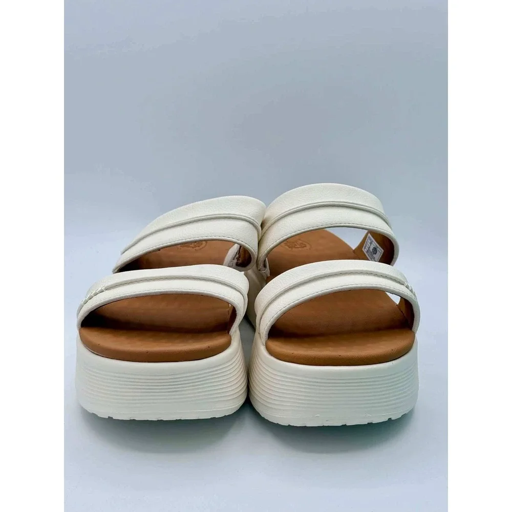 HEYDUDE Austin Slide Classic Platform Sandals Ivory White Womens Size 9 New